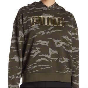 Puma Logo Graphic Sweatshirt Camo Camouflage Womens Sz XL Oversized Hoodie BOXY